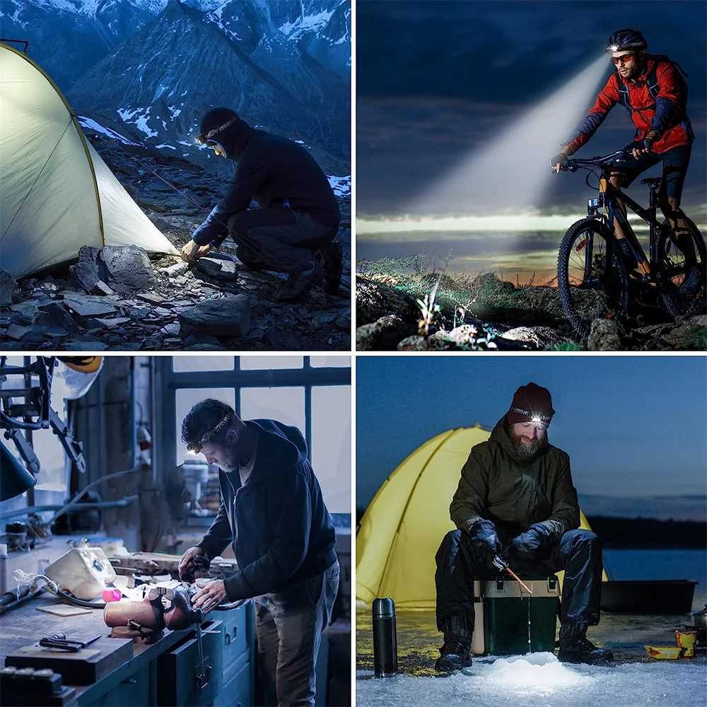 6 Modes Usb Rechargeable Headlamp IPX4 Waterproof Headlight Flashlights LED Head Lamp With Red Green Light For Outdoor Fishing H260307