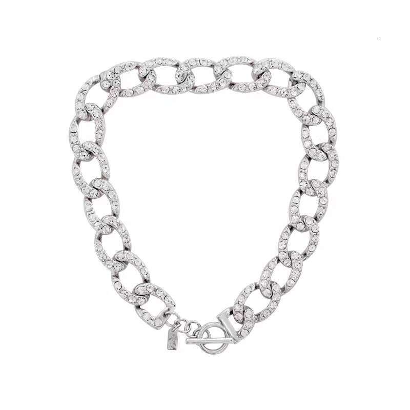 Homemade European and American INS Blogger Heavy Craft Thick Inlaid Diamond Necklace Socialite Style Versatile Fashion Collarbone Chain for Women