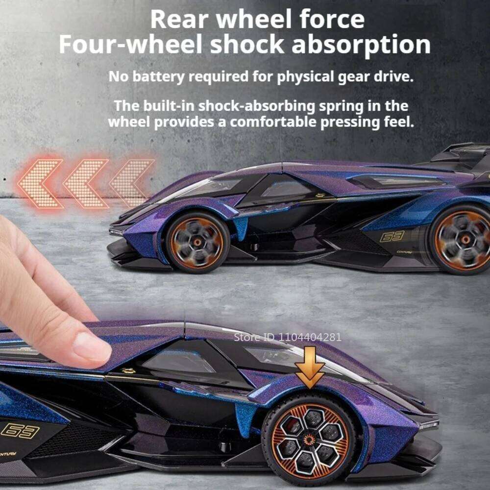 1:18 Lambor V12 Apollo EVO Model Toy Diecast Alloy Car Doors Opened Sound Light Pull Back Miniature Sportscar Collect Decoration Z260306