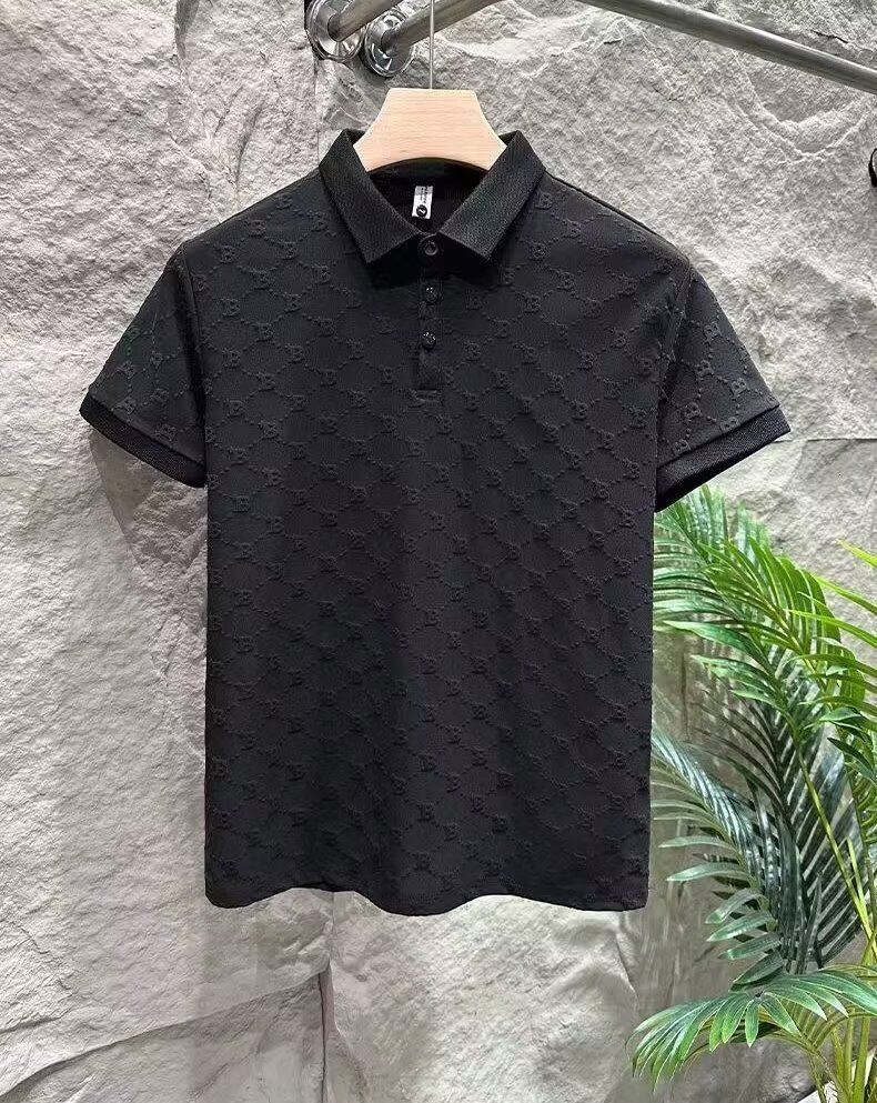 Luxury Brand Designer Clothes 2025 Summer New Fashion Slim Fit Short Sleeve Polo Shirt Men's Light Luxury High-End Turn-Down Collar Half Sleeve T