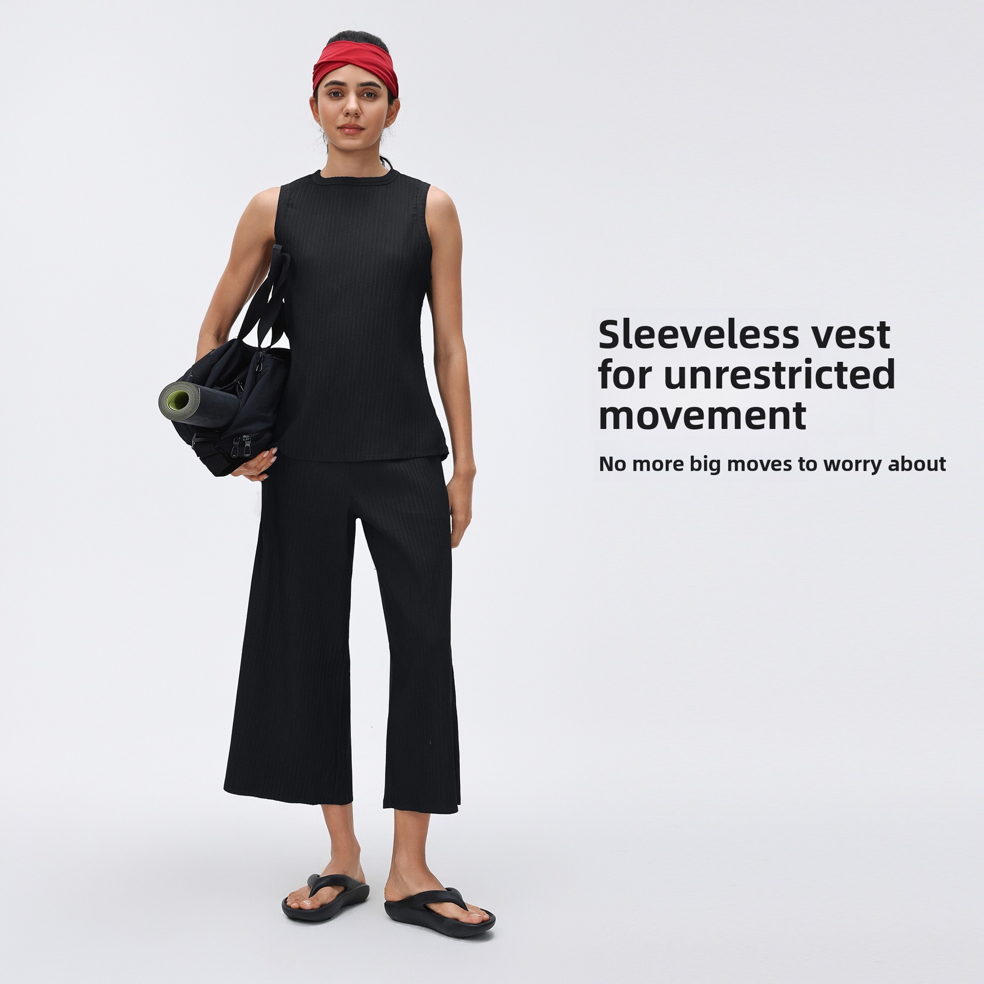 Simple Round Neck Sleeveless Vest for Women, Slim Fit Tank Top, Comfortable and Breathable Sports Fitness Wear D26020
