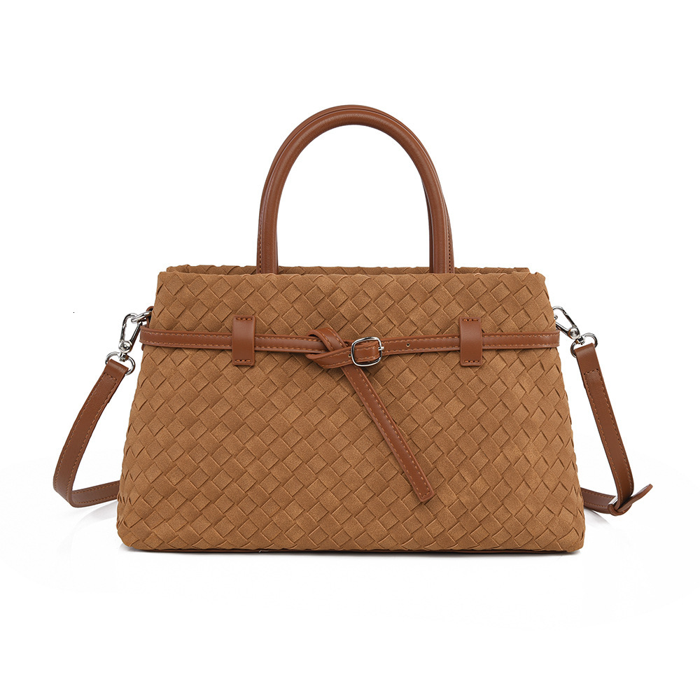 Cross Border Handbag Autumn And Winter Fashion High-end Woven Bag Large Capacity Soft Leather Commuting Bag Designer Bag Retro Single Shoulder Women&#