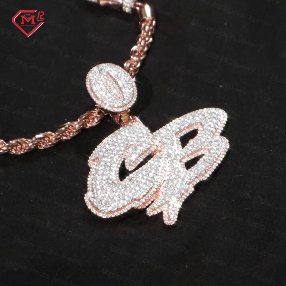 Custom Moissanite Pendant Men Rapper Jewelry Hip Hop VVS1 Diamond Letters Name Custom Moissanite Pendant