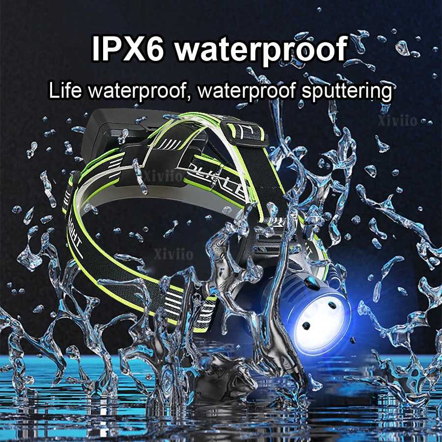 100000LM New High Power LED Headlight 5LED Wick Rechargeable Headlamp With Digital Display Portable Head Flashlight USB Lantern H260307