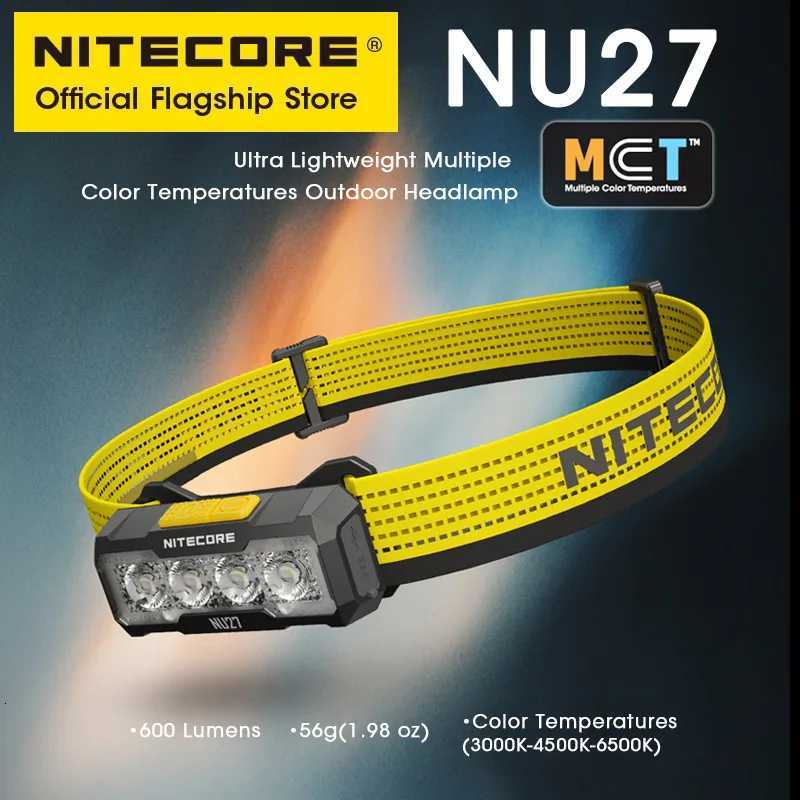 NITECORE NU27 56g Trail Running Headlight Lightweight Warm Light Neutral/Cool White Light LED Headlamp 600 Lumens USB-C Recharge H260307
