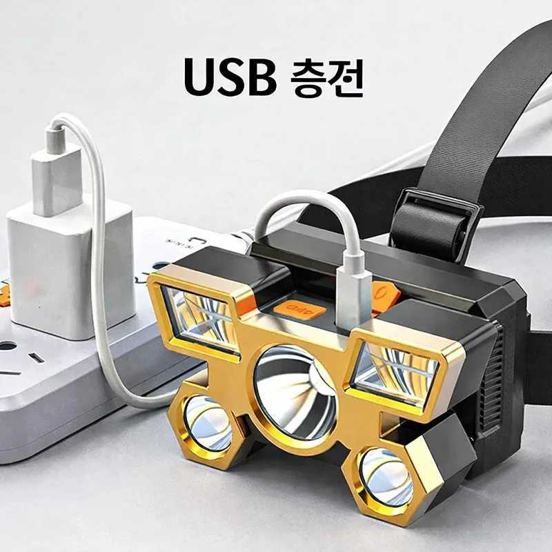 Outdoor high-intensity headlamp five-head headlamp mining lamp night fishing lamp USB rechargeable airplane light outdoor H260307