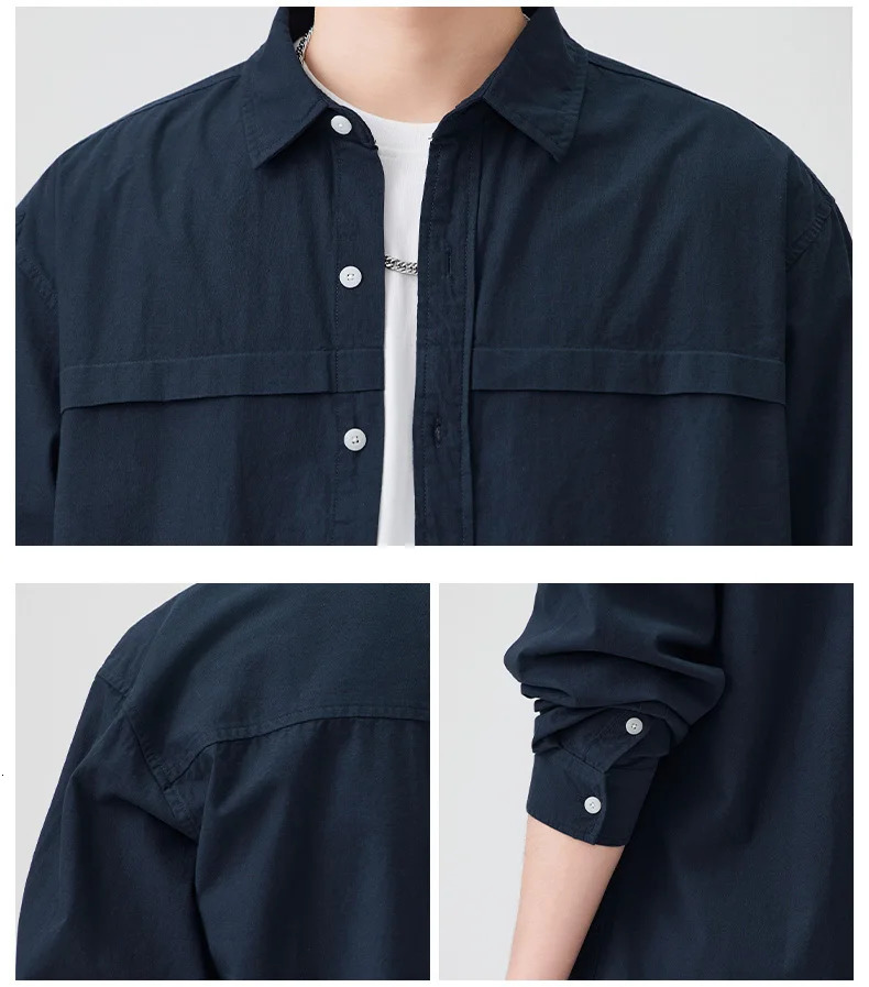 Cityboy Pure Cotton Long Sleeve Shirt Men Loose Casual Streetwear Fashion Cargo Shirts Coat Man Blouses 260304