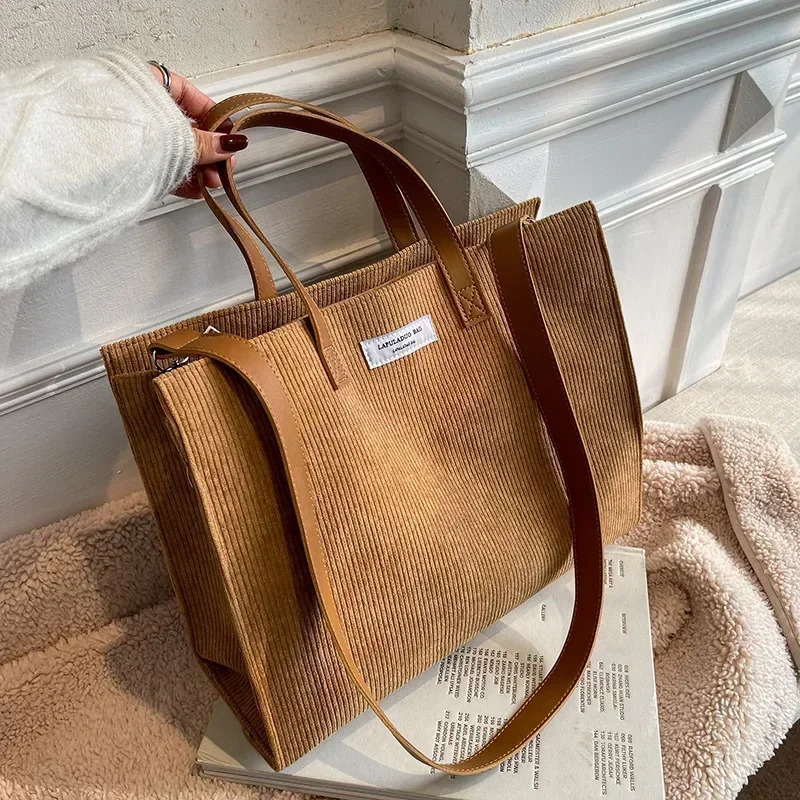 Handbags for Women Corduroy Satchel Shoulder Bags Ladies Totes Crossbody Bag for Women Vintage Shopper Shopping Bags 260306