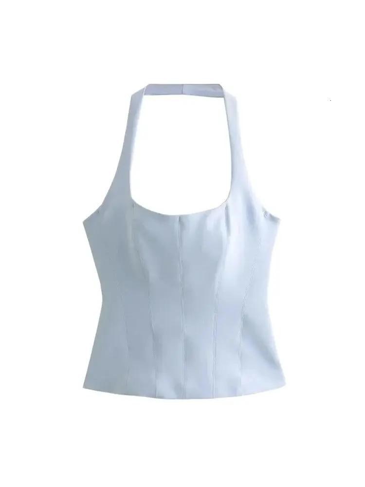 Womens Backless Halter Fitted Tank Tops Female Camis O Neck Side Zipper Sexy Fashion 260306