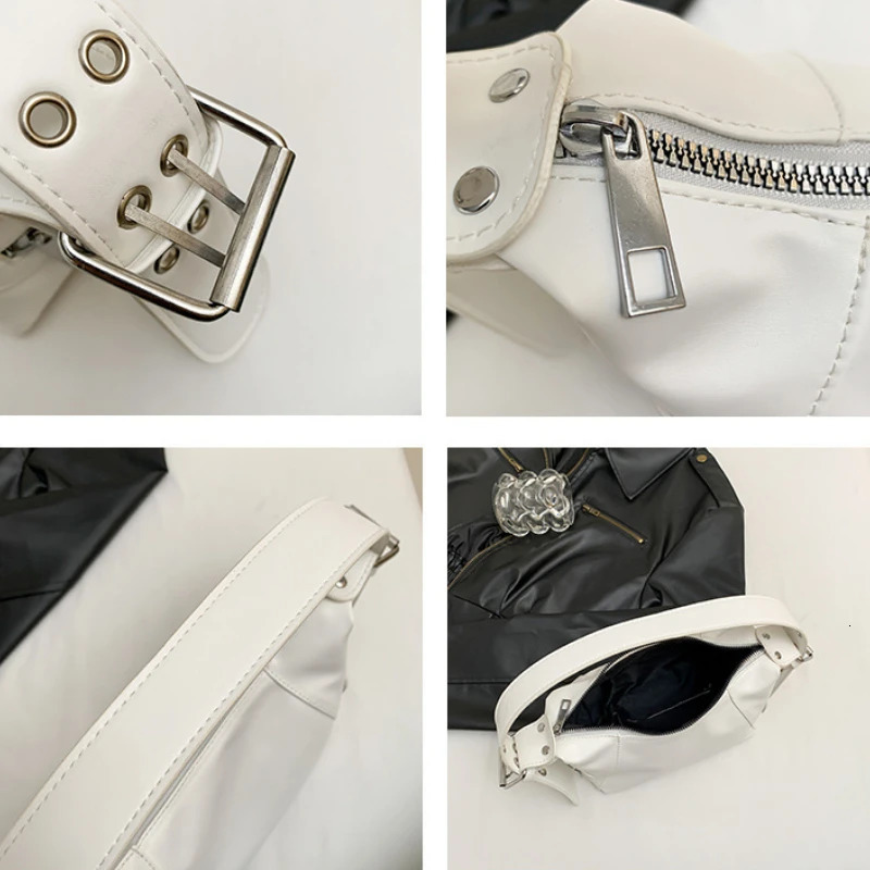 Y2K Style Shoulder Bag Women Underarm Tote Bag Fashion Trendy Motorcycle Handbag Multi-pocket Shoulder for Girls Street Wear 260306