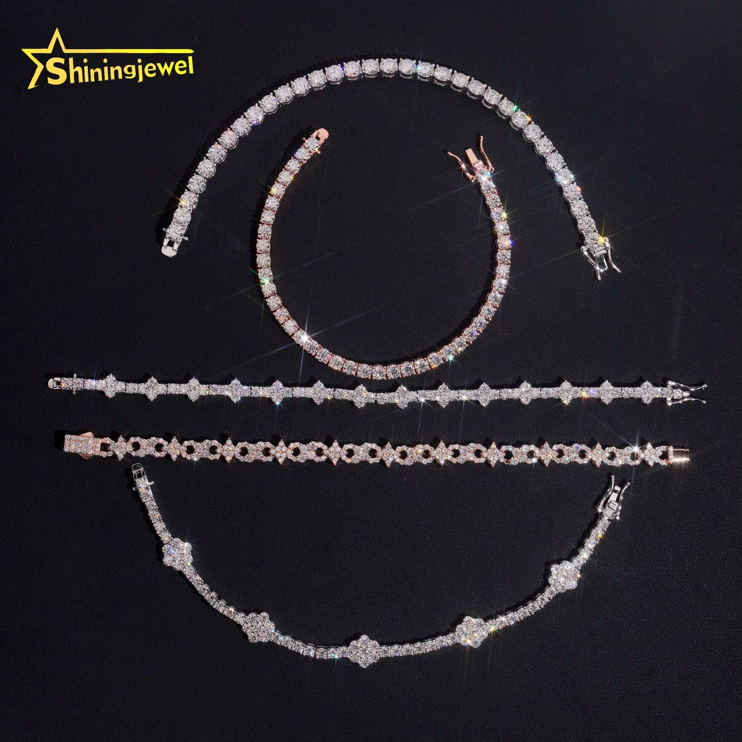 Fine Jewelry Iced Out Mixed Design Flower Cross Moissanite Tennis Bracelet Hip Hop Custom 925 Silver Man Bracelet Daily Wear