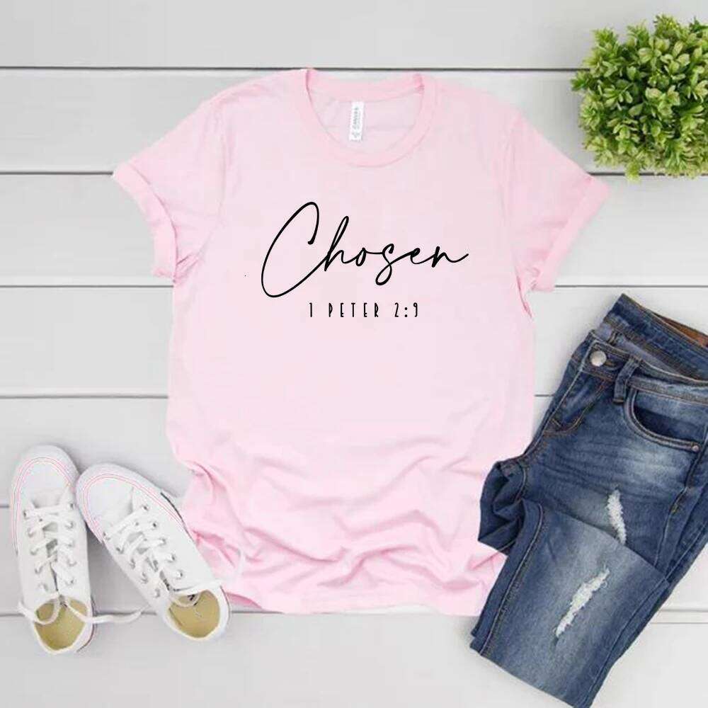 Chosen 1 Peter 2:9 T-Shirt Christian Shirts Faith T Shirt Religious Clothing Women Short Sleeve Tshirts Bible Verse T-shirt Top XJ260306 XJ260306