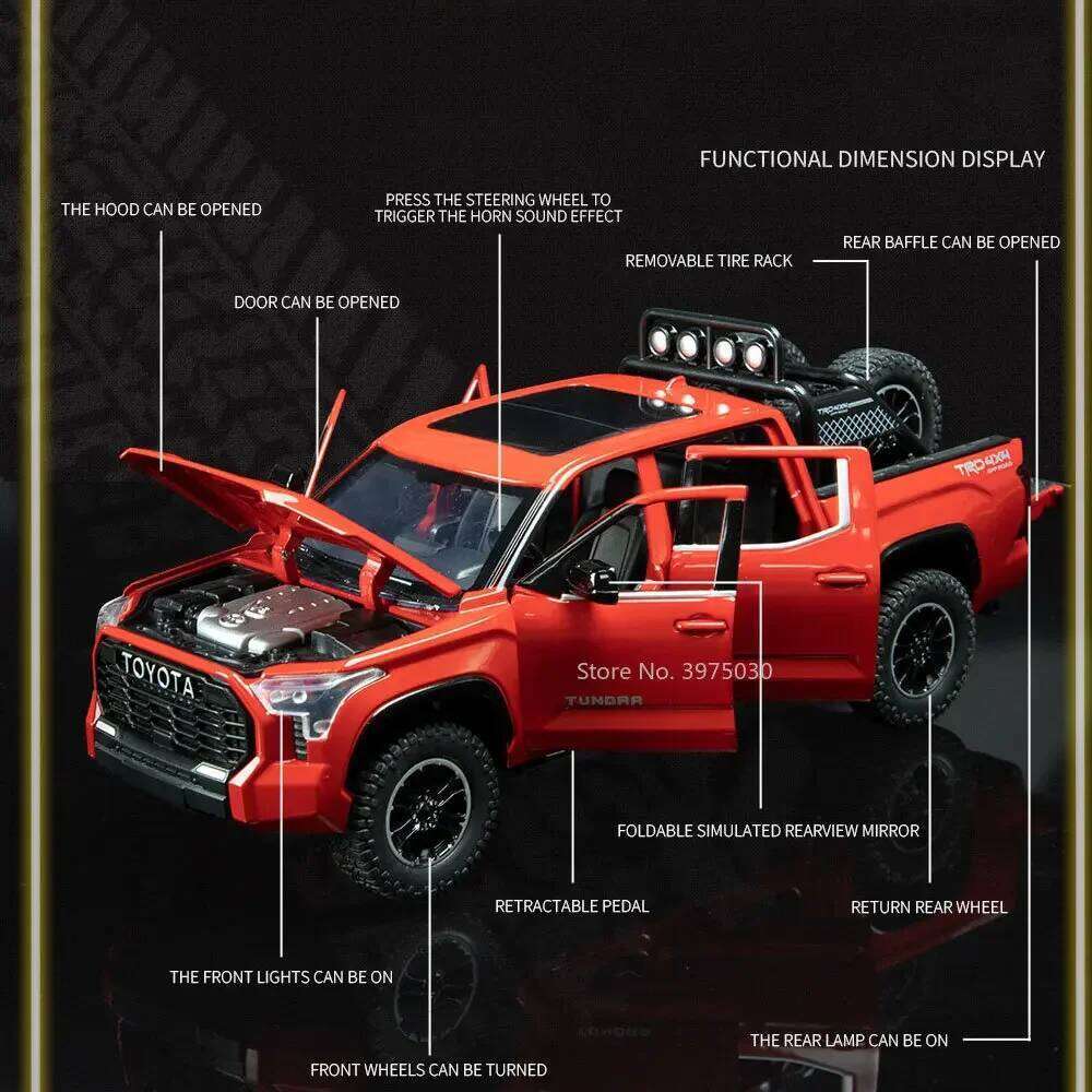 1:24 TUNDRA AE86 Alloy Cars Models Diecast Toys Vehicles with Pull Back Sound Light Simulation Miniature Car Toy Kids Boys Gifts Z260307