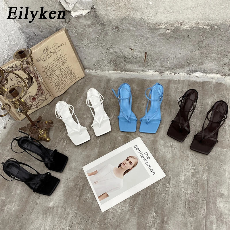 Eilyken Gladiator Sandals High Heels Women Fall Street Look Females Square Head Open Toe Clip-On Strappy Shoes 260306