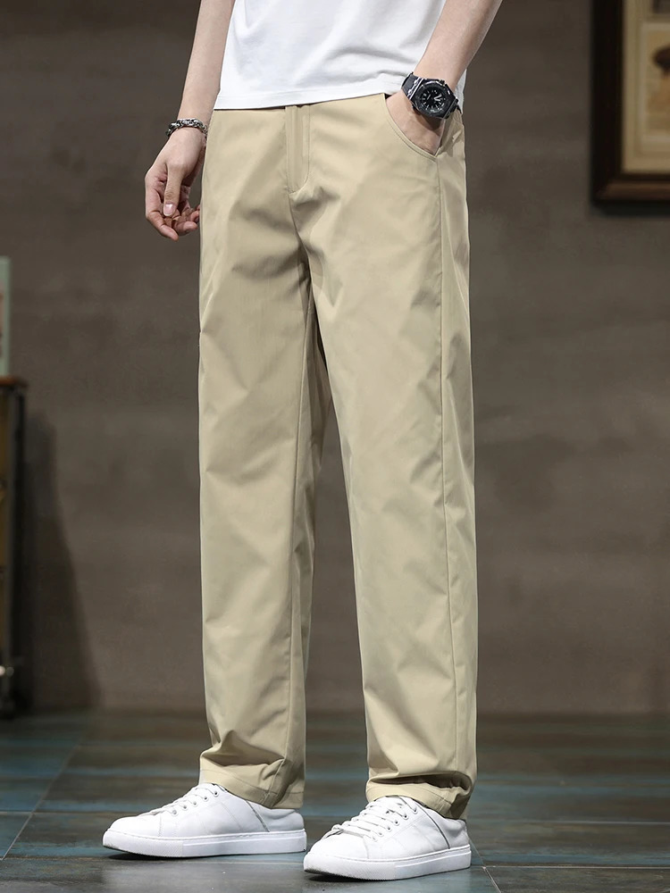 Spring Summer Thin Mens Fashion Casual Pants Loose Straight Ice Silk Quickly Dry Business Trousers Classic Male Clothing Pants 260306