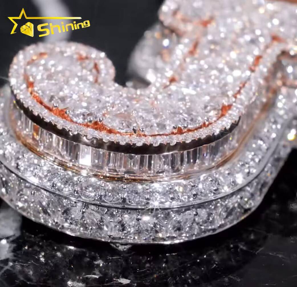 Customized Personal Rapper 3D Jewelry 925 Silver Charms Trendy Pendant Fully Iced Out Moissanite Letter Initial Hip Hop Pendant