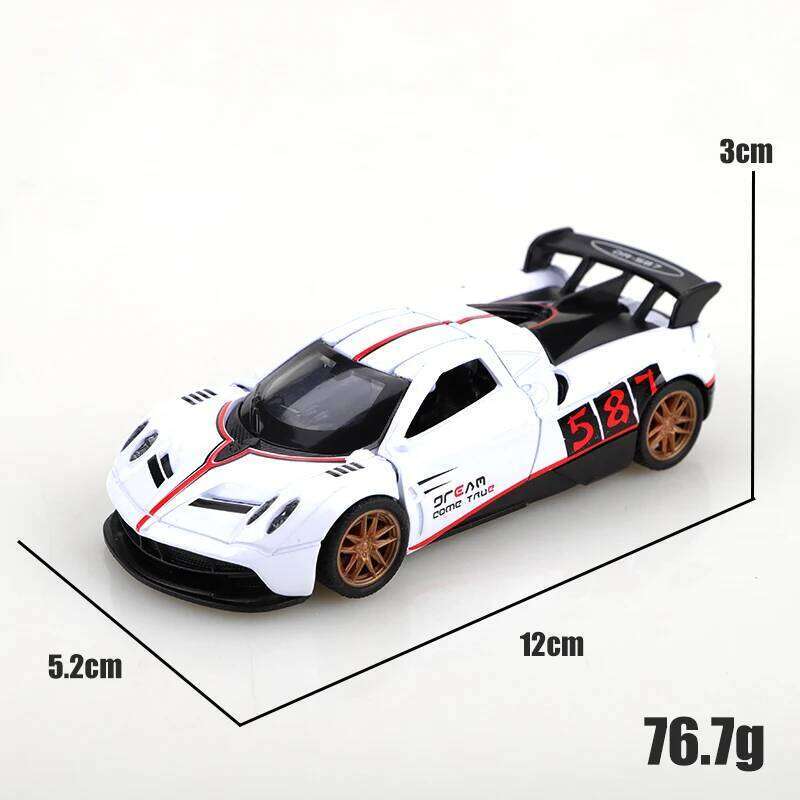 Bagged 1.36 Pagani racing car toy, cool three-door alloy pullback car, stylish contrasting colors, children's toy Z260306