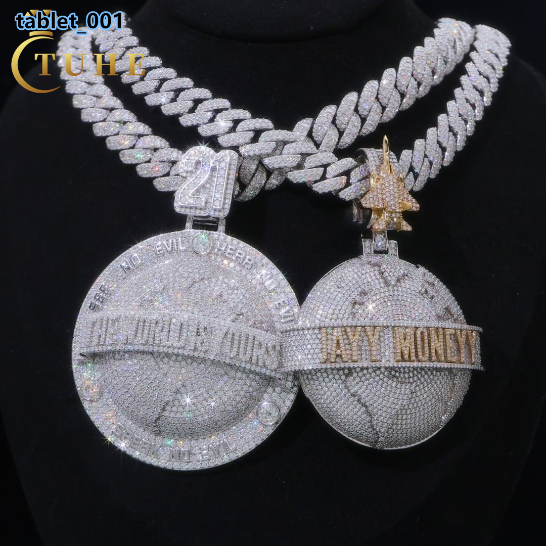 Hip Hop Jewelry Mens Iced Out Custom Letter Pendant 925 Sterling Silver VVS Moissanite Diamond Number Name Initial Necklace