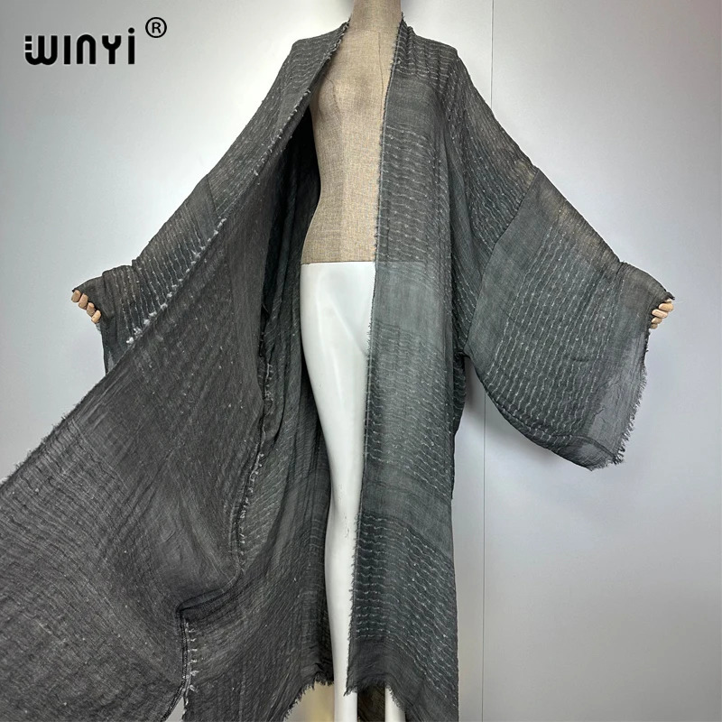 WINYI high quality comfortable Women Soft Cardigan Loose Dress Party Boho Maxi beach Holiday Swimming Cover ups Africa Kimono 260228