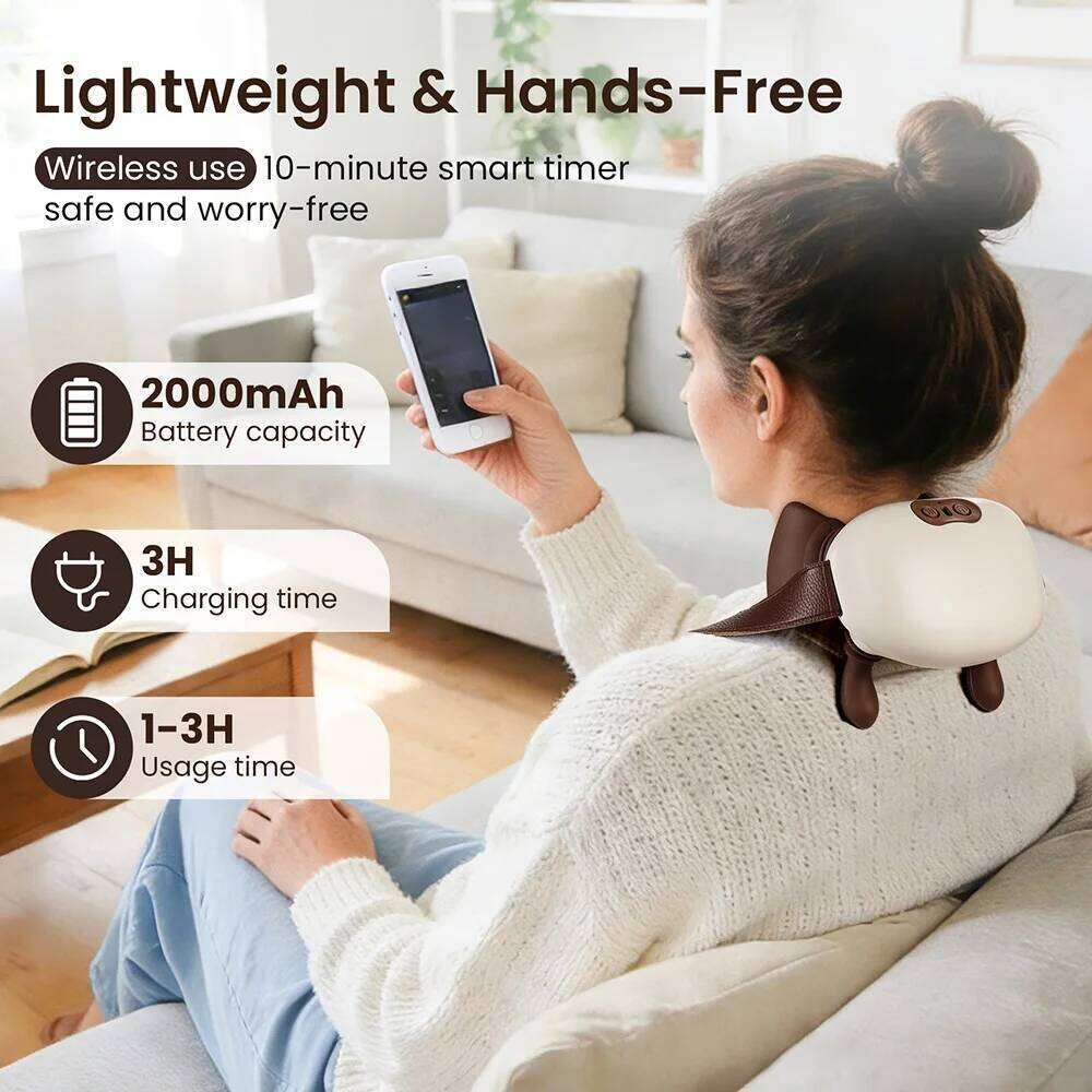 Electric Muscle Massager Wireless Shoulder And Back Kneading Massage Shawl Neck masajeador Relax Pain Relief 26Y0307
