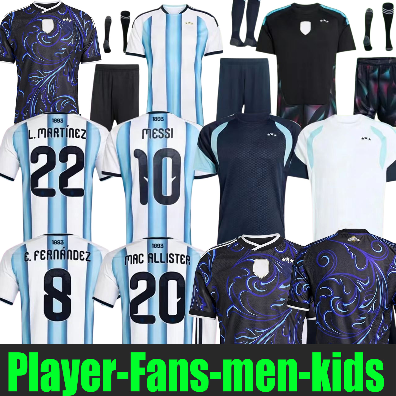 ArgentinaS 3 2026 Star soccer Jerseys 26 Fans Player version MARADONA DI MARIA J. ALVAREZ FC Men Kids football shirt MESSIS Jersey DE PAUL Garnacho 2026 long sleeves 888