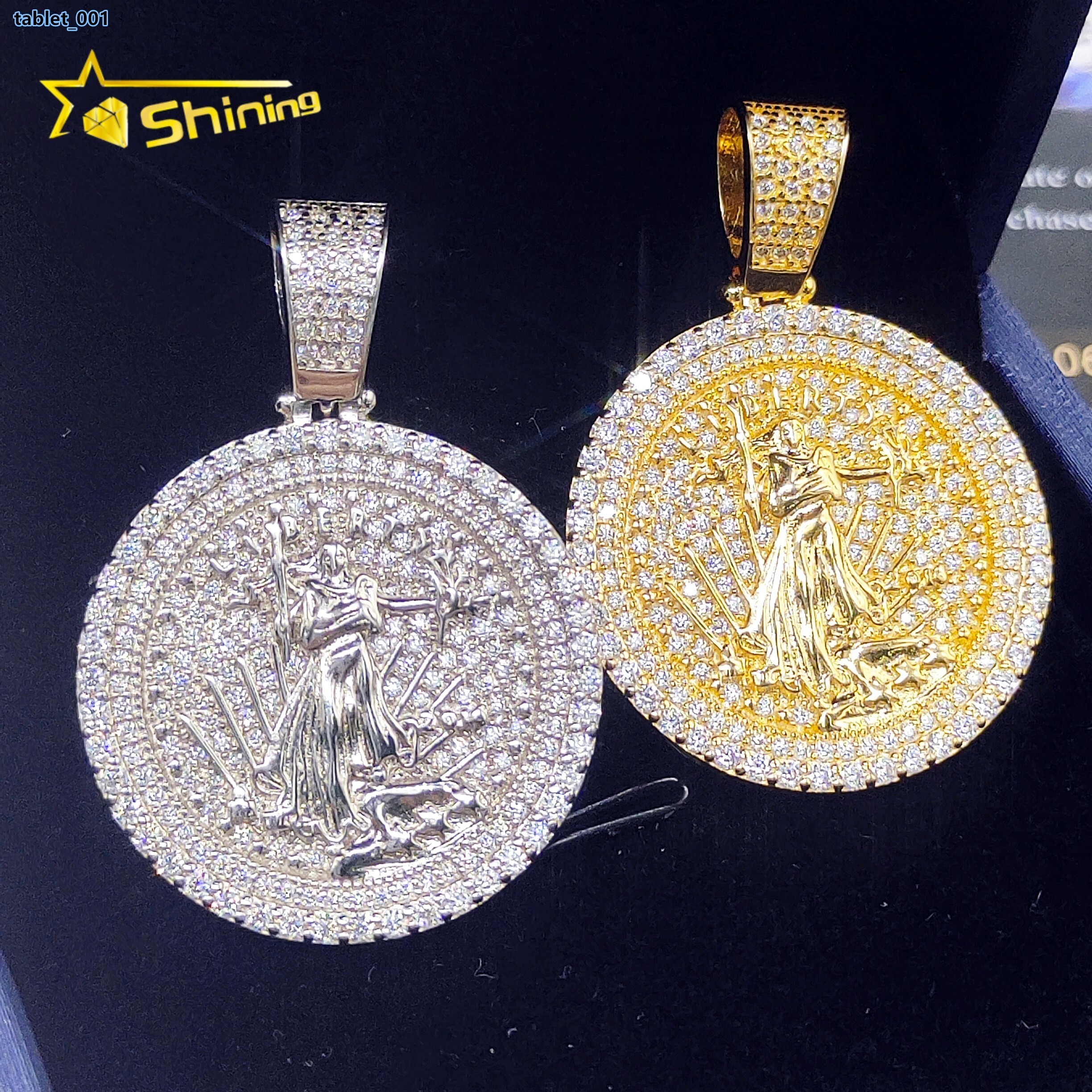 925 Sterling Silver Hip Hop Pendants GRA Certified Liberty Pendant Custom Moissanite Necklace Pendant