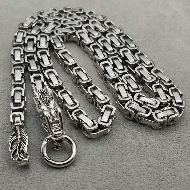 European and American hip-hop dragon bone bracelet for men, high-quality polished handmade stainless necklace jewelry, Cuban titanium steel fashion
