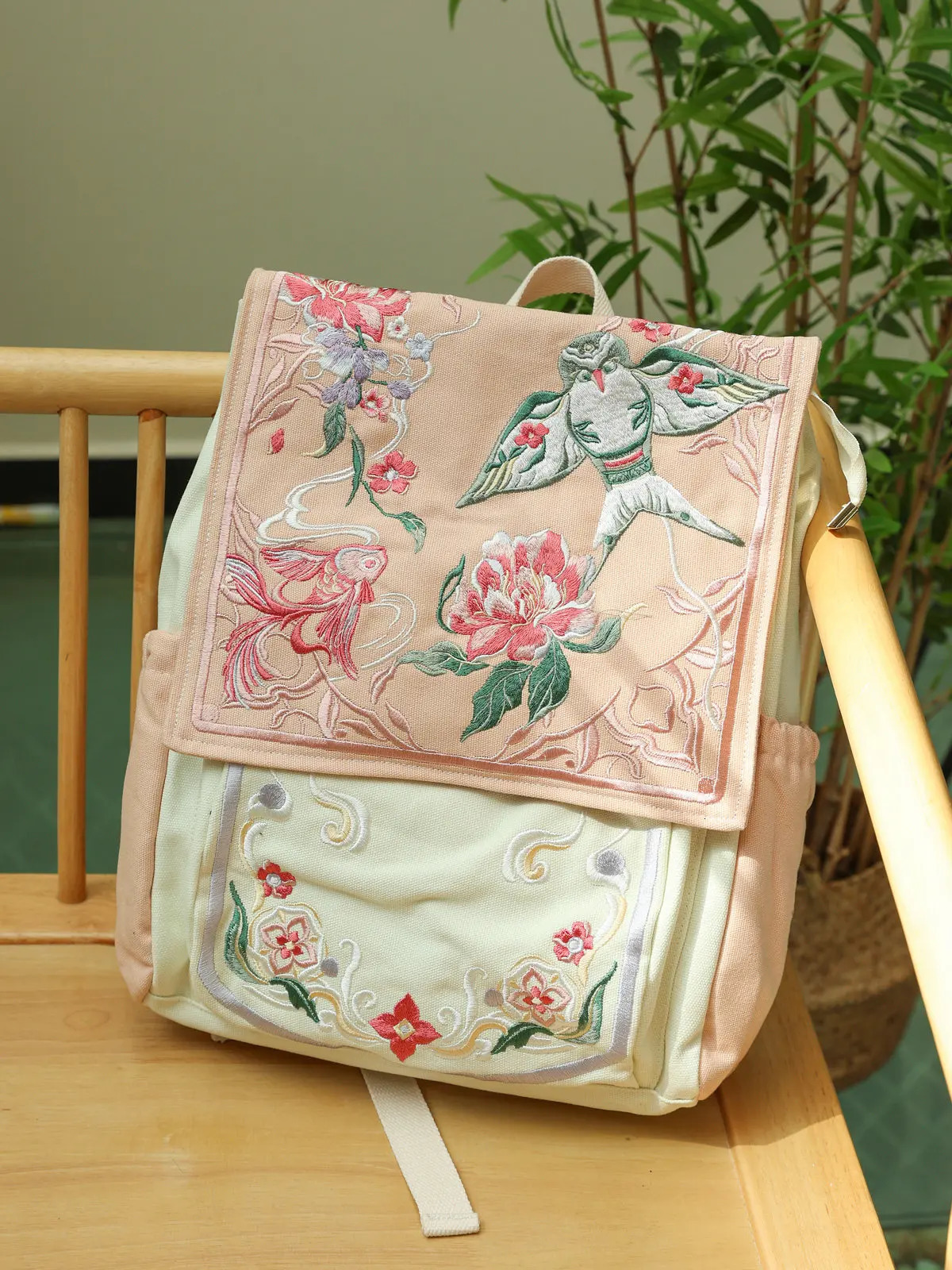 National Style Guochao Antique Embroidered Paper Kite Backpack Hanfu Lolita Canvas Female Retro Bag Women 260307