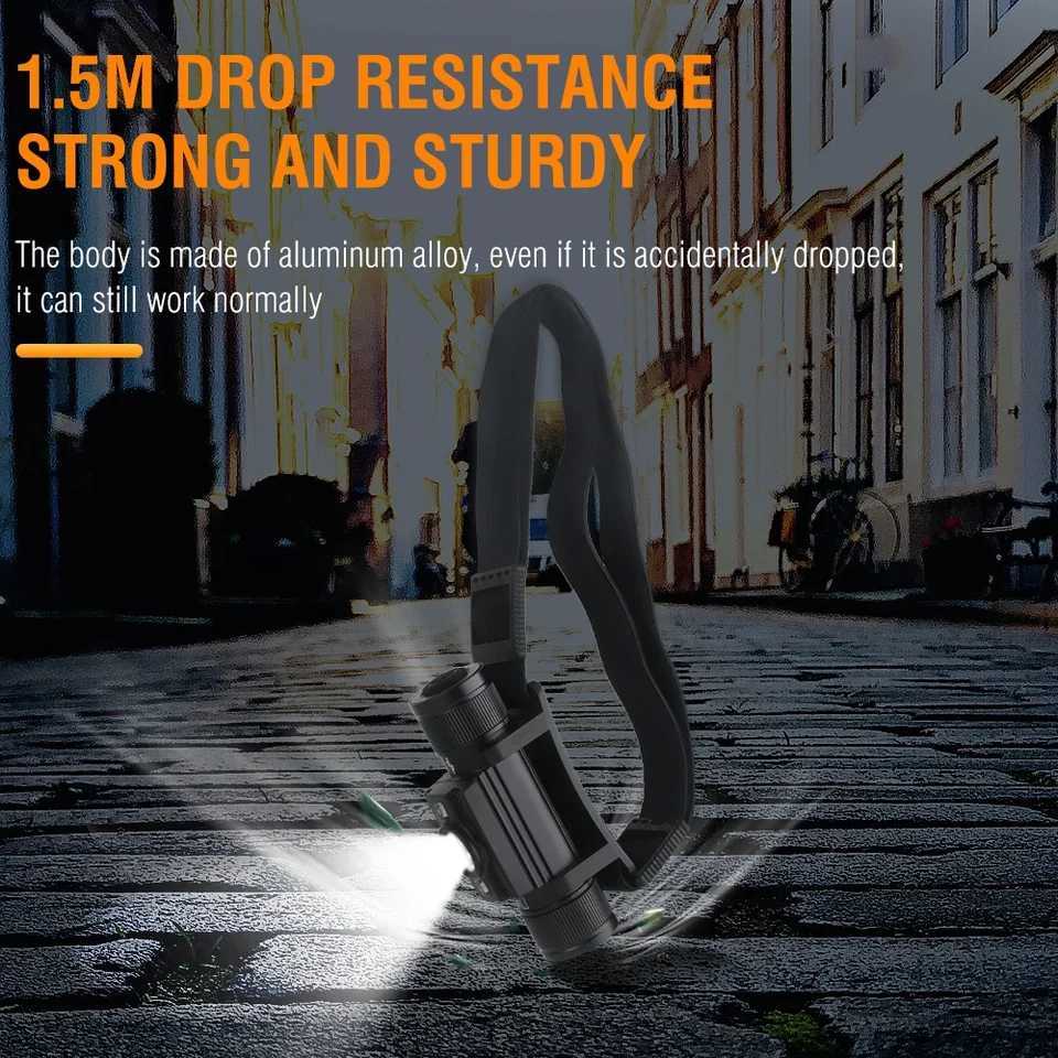 BORUiT HP300/HP500 LED Headlamp 7-Mode 1000LM Powerful Headlight Type-C Rechargeable Head Torch Camping Hunting Lantern H260307