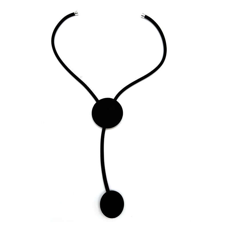 Cross-border jewelry European and American style round handmade rubber cord necklace factory wholesale cross-border premium pendant black
