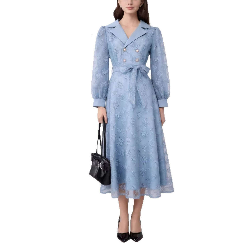 2026 Spring/Summer European a3 and American Elegant Fashion Gentle and Lightweight Jacquard Pattern Windbreaker Dress