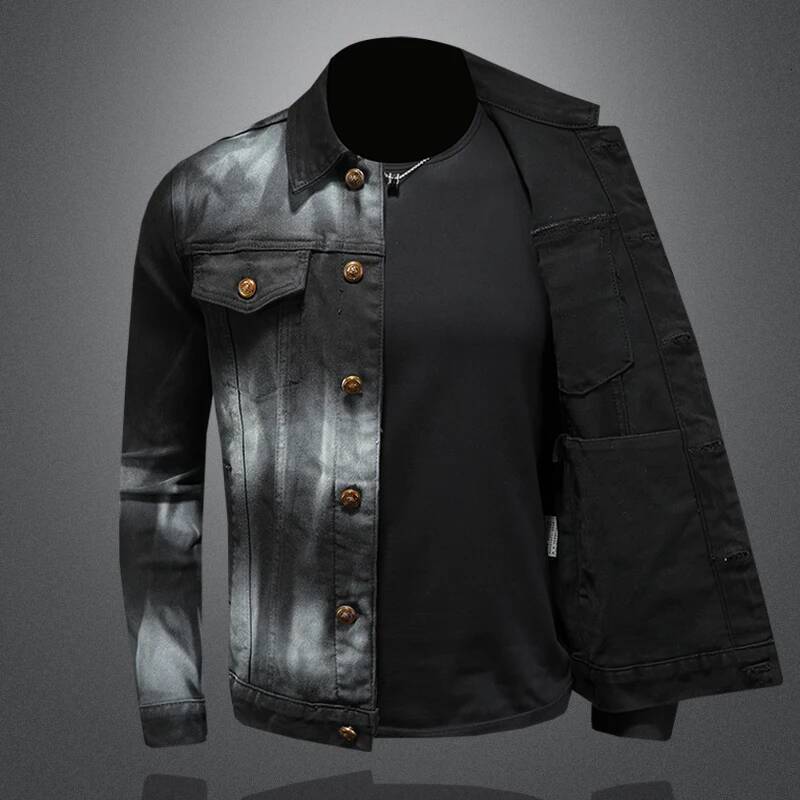 Spring Autumn Men's European gradient Denim Jacket Male American Retro High Quality Slim Fit Bomber Jeans Coat