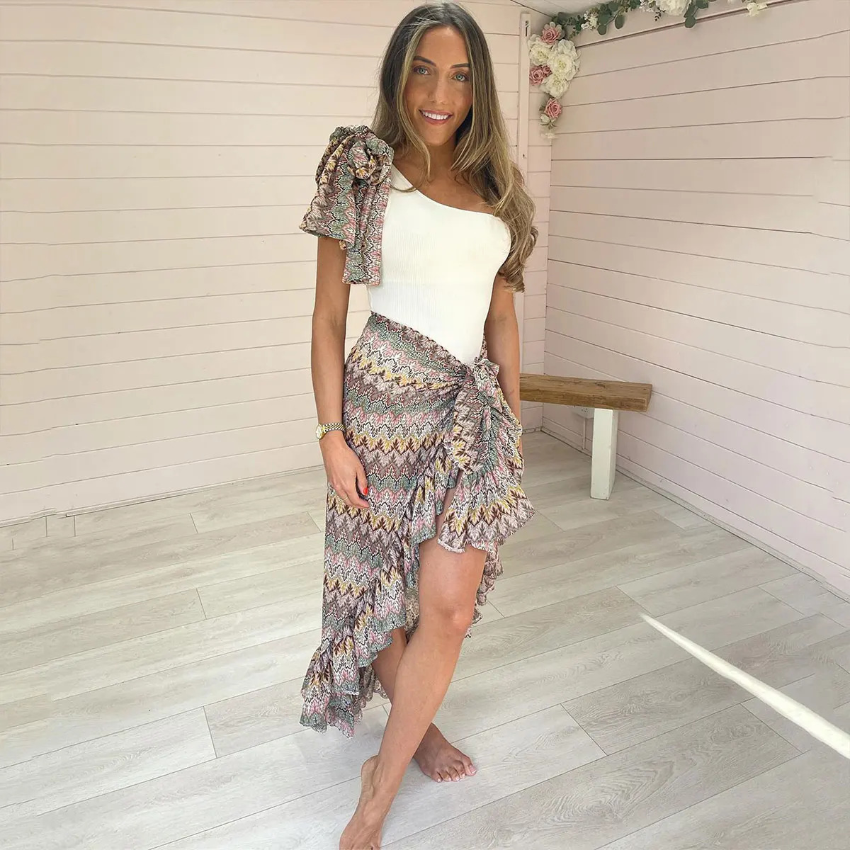 2026 Arrival Push Up Women Bikini Set Floral Printed Ruffle Bikinis Strappy Bandage Swimwear Brazilian Biquini Bathing Suit 260306