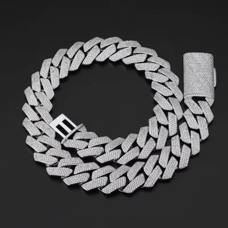 Heavyweight 22mm 4Row Diamond Miami Cuban Link Chain 18K Gold Plated Brass Hip Hop Necklace Streetwear Jewelry Factory Wholesale