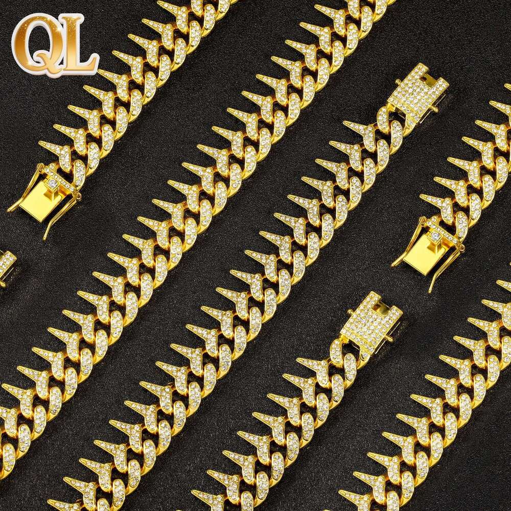 High-Quality Thorn Hip-Hop Blade Full Diamond Exaggerated Men's Necklace European and American Hot-Selling Manufacturer Wholesale
