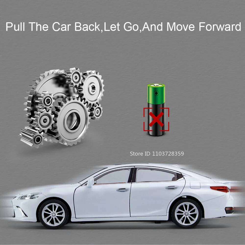 1:24 ES300 ES300H Diecast Models Toys Alloy Cars with Light Music Rear Wheel Pull Back Doors Opened Vehices Home Decor Ornaments Z260307