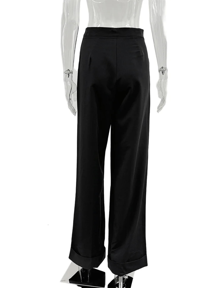 Parc Fee Fashion Loose Black Office Womens Pants Casual High Waist Wide Trousers Elegant Classic Full Length Female 260306