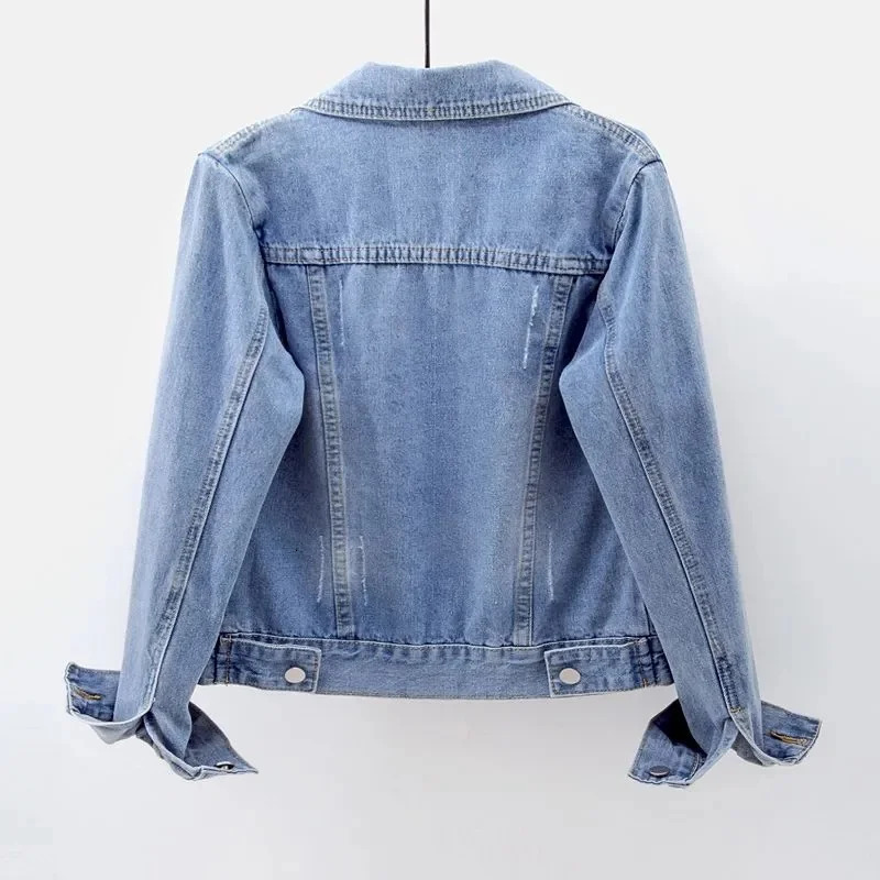 Spring Autumn Womens Denim Jacket Long Sleeve Overcoat Loose Denim Coat Button Outwear Jeans Jackets 5XL 260306