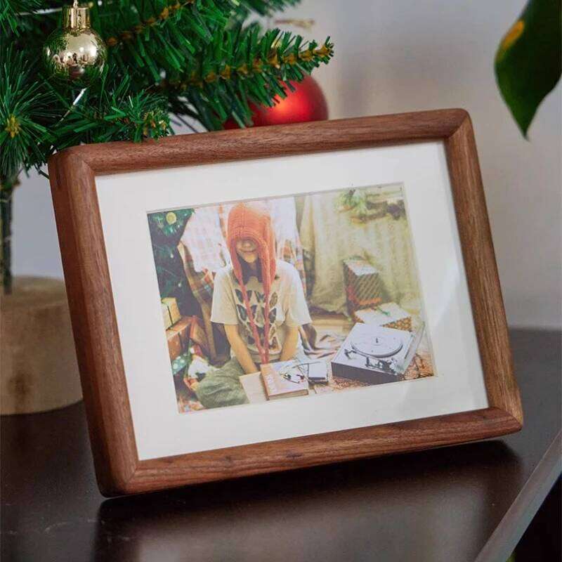 Black Walnut Photo 6/7/8/10 Inch Solid Wood Picture Frame Mortise-Tenon Craft Swing Table Display for Home Decoration H260306