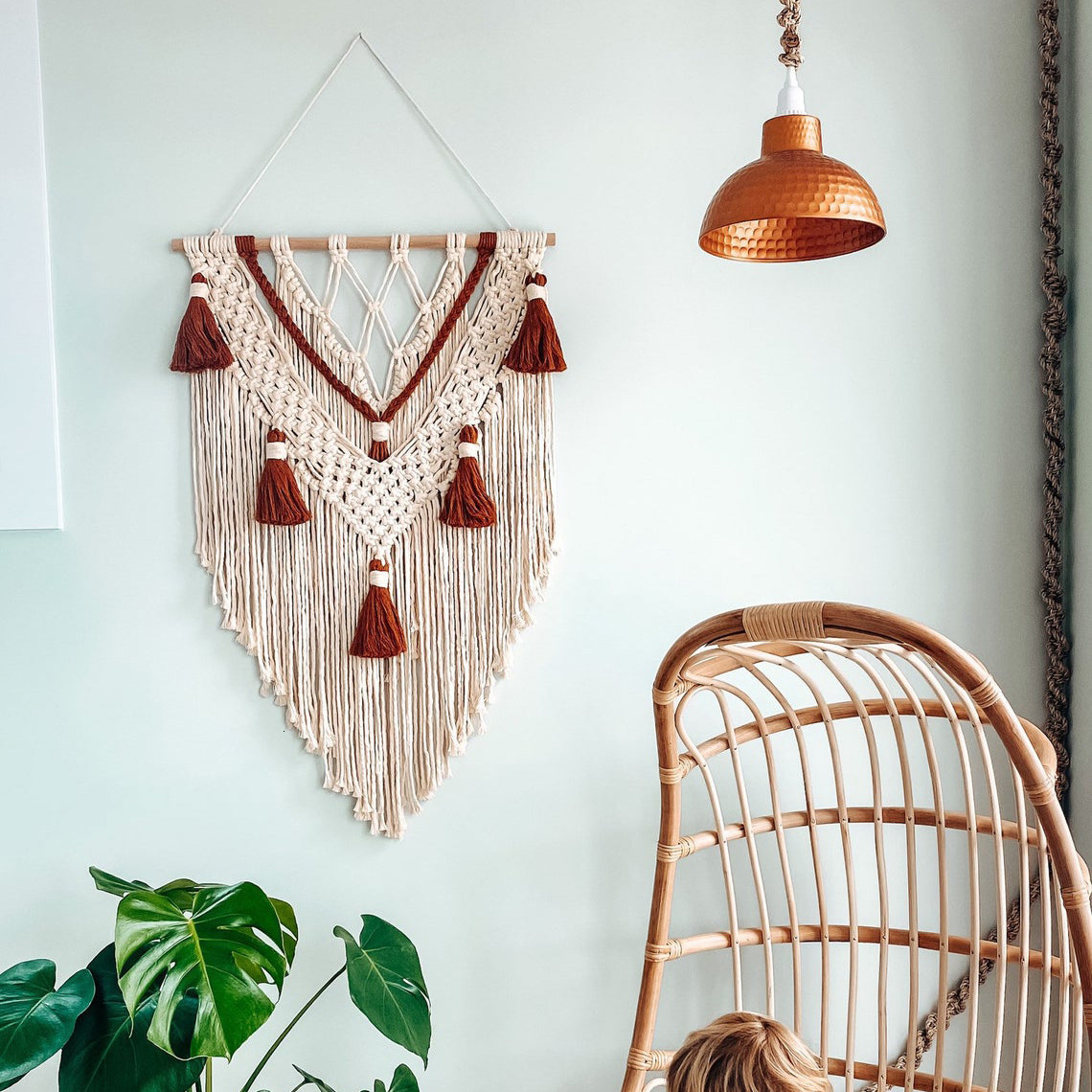 Macrame Wall Hanging Handmade Weaving Bohemian Cotton Rope Tape Home Decoration Pure Star Mural Living Room Wall Decoration 240918