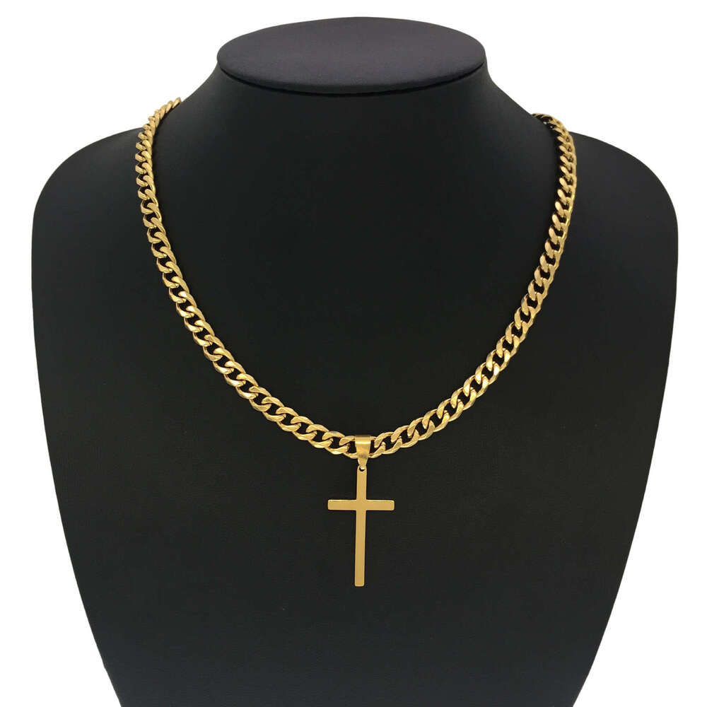 Minimalist Cross Titanium Steel Unisex Hip Hop Cuban Chain Personalized Pendant Necklace High-Quality Item for Dropshipping
