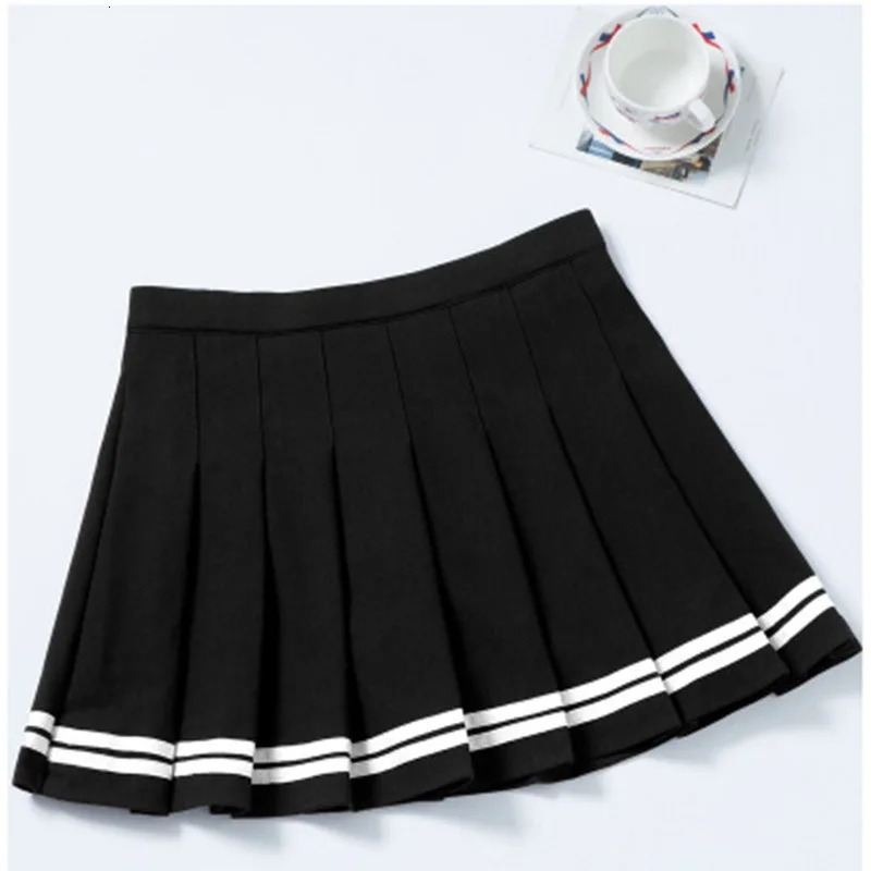 Preppy Pleated Skirts Elastic Waist Summer Vintage Mini Skirts Korean Streetwear Spring Student Strips ned Dance Skirt 260228