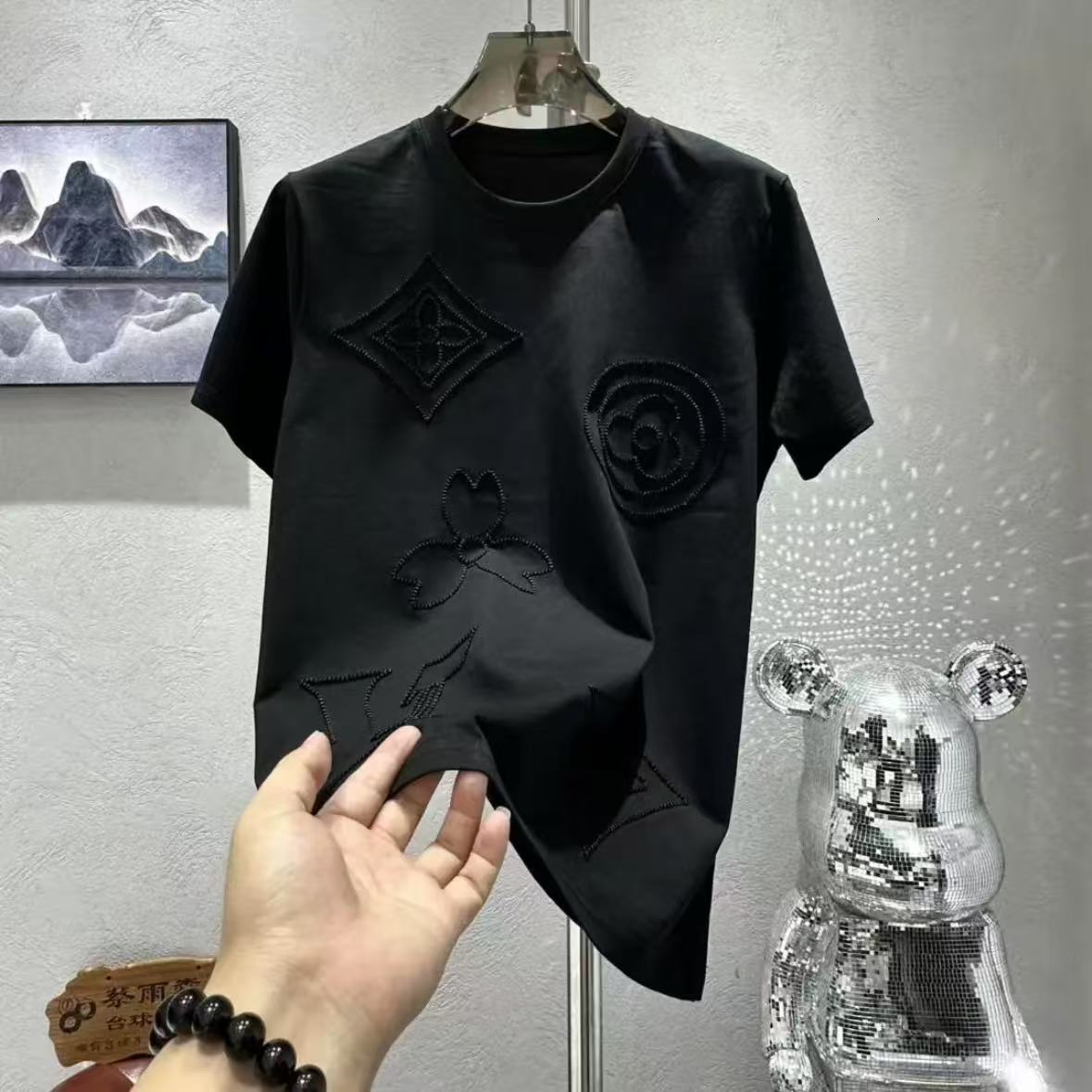 Designer Clothes Summer Trend Fashion Brand Light Luxury Short New Casual Half Sleeve T-Shirt Men's Slim Fit Versatile Round Neck Top