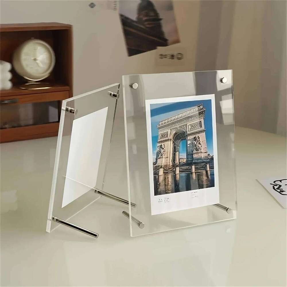 1 Pack of 5-10 Inch A4/A5 Acrylic Frame Classic Tilted Desktop Display Stand for Photo Home Decoration H260306