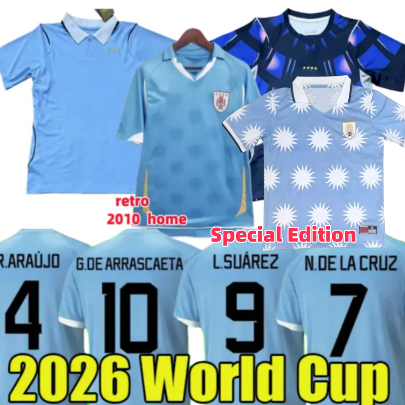 2026 World Cup Uruguay Men home away Fans Soccer Jerseys L.suarez E.cavani F. Valverde N. Nandez Player Version National Team jersey Football Shirts kids kits retro 2010