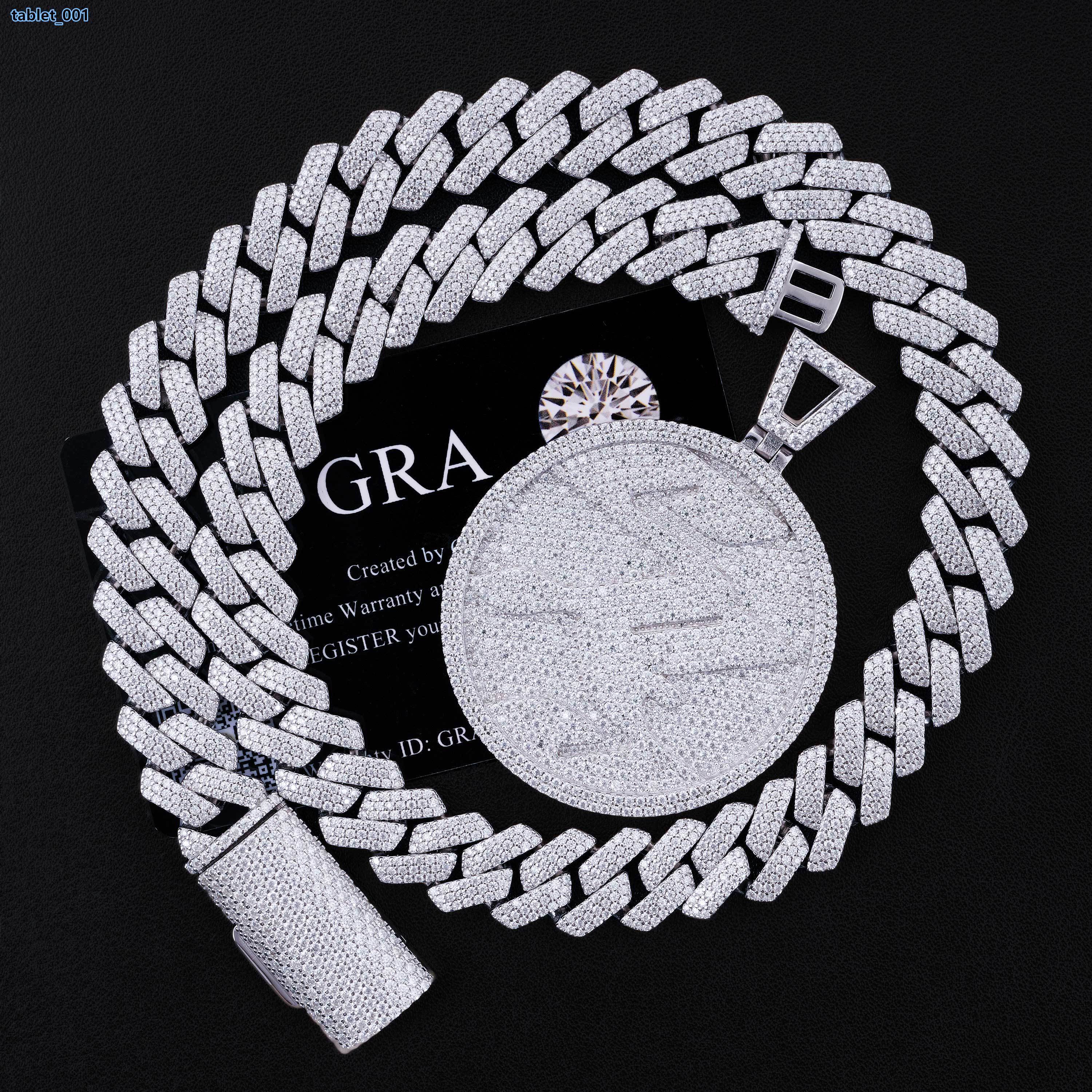 Iced Out Moissanite Diamond Pendant 925 Sterling Silver Round HipHop Pendant Necklace Custom Name Number Commemorative Pendant