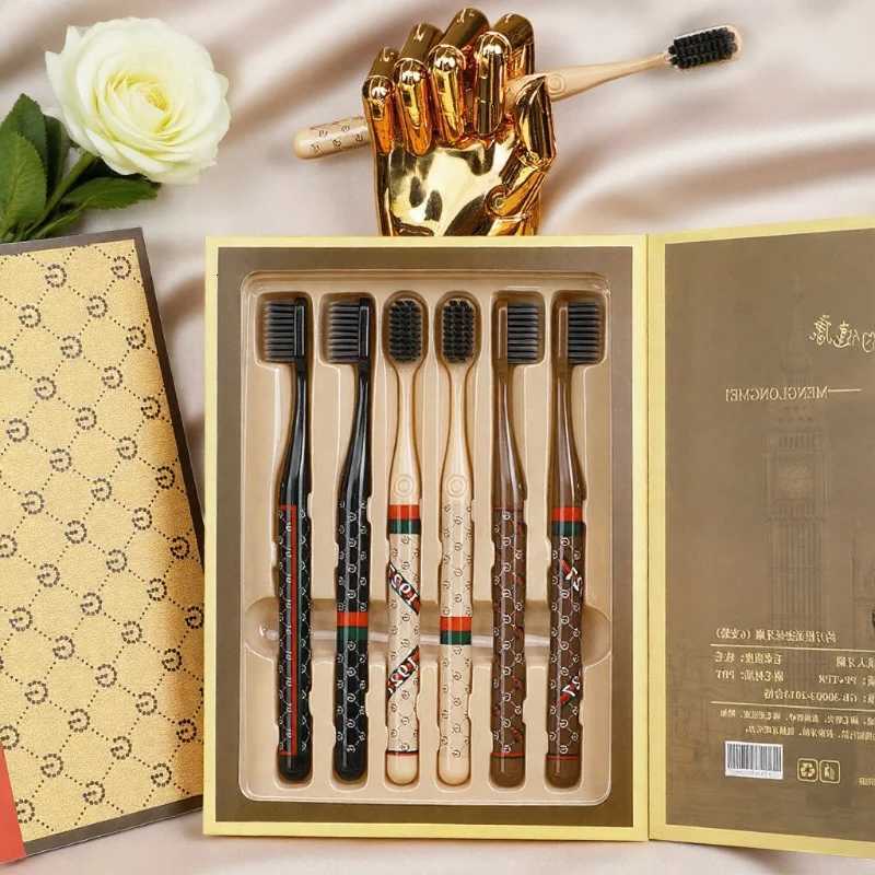 6-Piece/Box High-End Soft Bristle Toothbrush Set with Anti-Slip Handle for Adult Daily Home Teeth Cleaning & Oral CareT260307