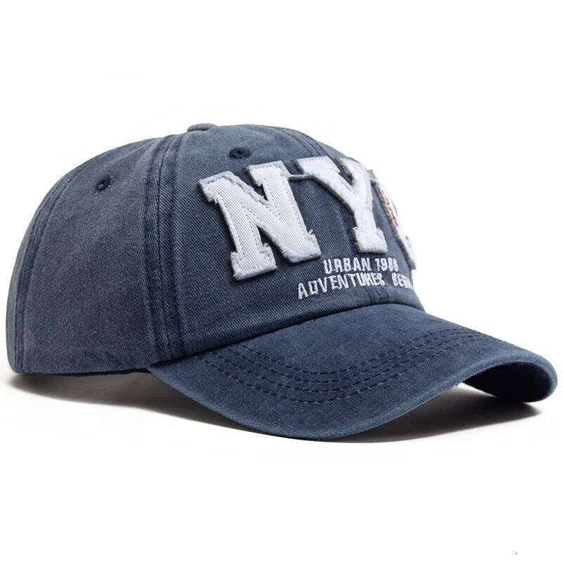 New Vintage Big Letter NYC Baseball Cap Men Cotton Washed Spring Autumn Visor Soft Snapback Fashion Hat For Women Y260304