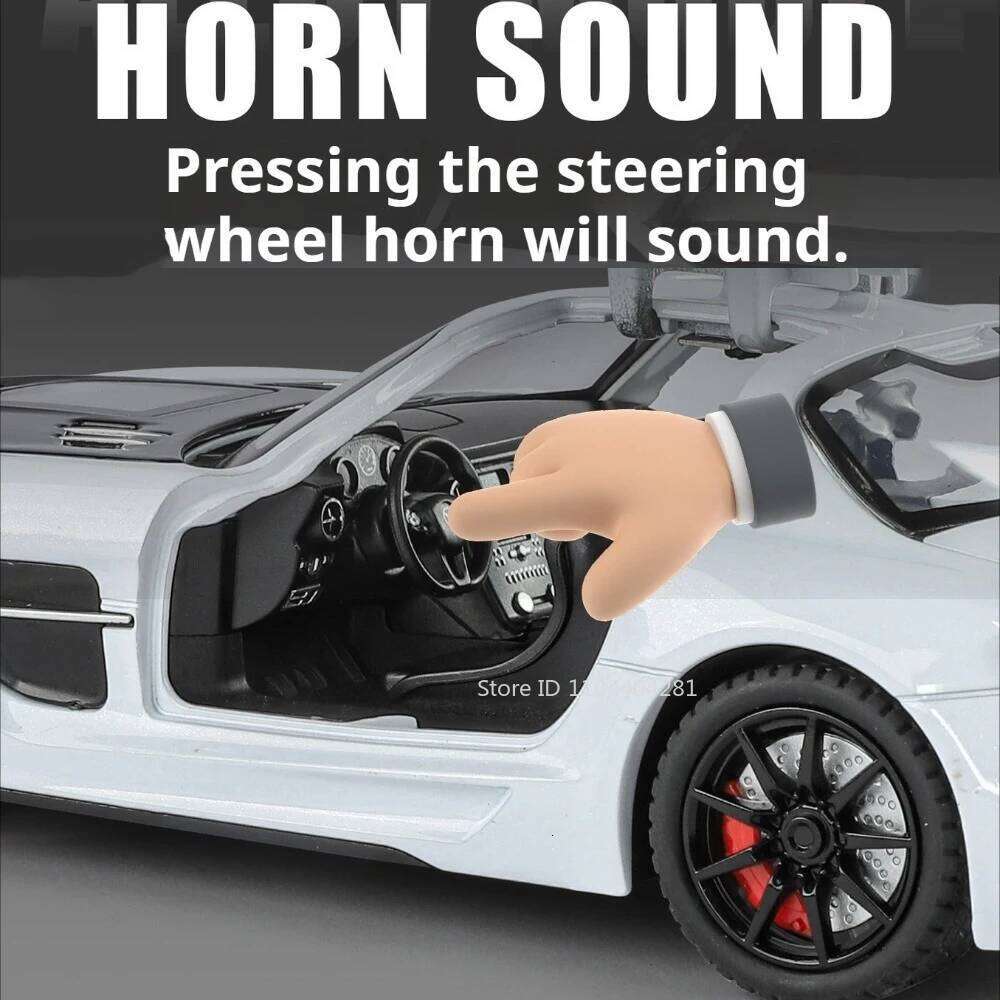 1:24 SLS SLE Alloy Car Miniature Toys Diecast Model Doors Opened Sound Light Rear Wheel Pull Back Vehice Kid Exquisite Ornaments Z260307