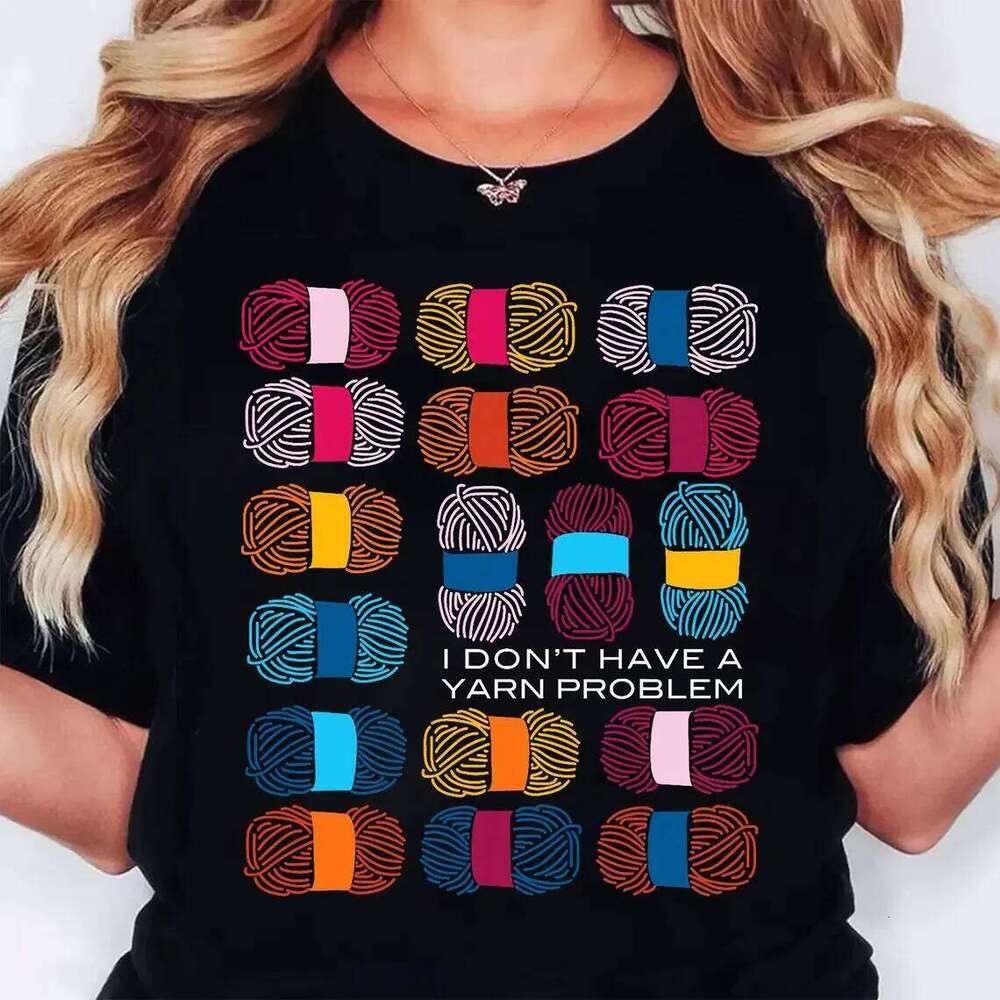 Funny Crochet Knitting Quotes Street Harajuku Round Neck T-shirt Women's Clothing XJ260306 XJ260306